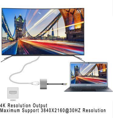 Адаптер Type-C to HDMI 4K, VGA, PD, USB3.0