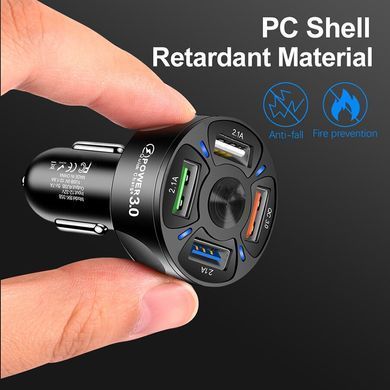Автомобільний адаптер Power Quick Charger 4xUSB (QC3.0+3X2.1A), чорний