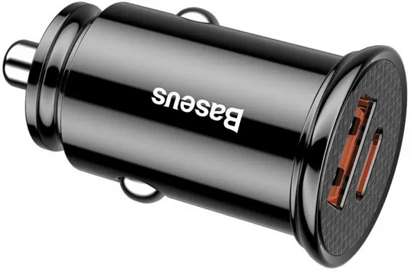 Зарядний пристрій автомобільний Baseus (1USB+1Type-C) 30W, black