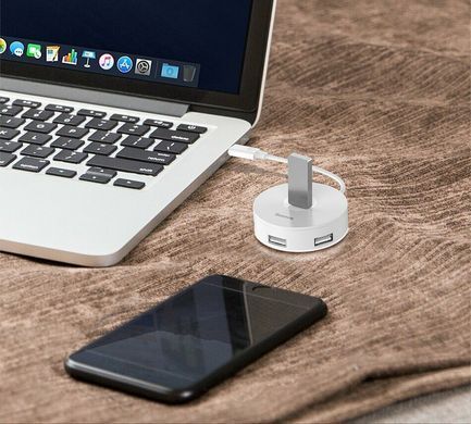 Портативний HUB Baseus Round Box Type-C to (3xUSB 2.0+USB 3.0) (CAHUB-G02), білий