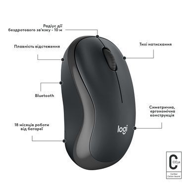 Миша 3 кноп. Logitech M240 (910-007119) Silent бездротова (Bluetooth), Graphite
