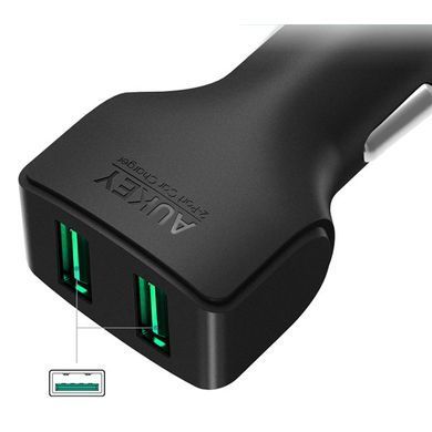 Автомобільний адаптeр AUKEY (2400mAh+2400mAh) 2xUSB для iPhone/iPod/iPad, чорний