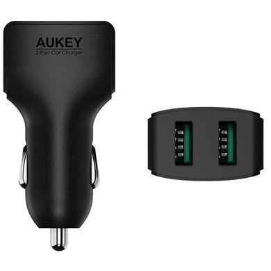Автомобільний адаптeр AUKEY (2400mAh+2400mAh) 2xUSB для iPhone/iPod/iPad, чорний