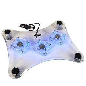 Підставка під ноутбук A-YL-738 Blue LED Fans (Clear) 3 вентилятора 60мм