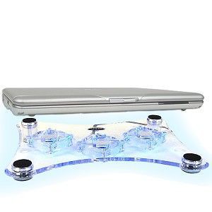 Підставка під ноутбук A-YL-738 Blue LED Fans (Clear) 3 вентилятора 60мм