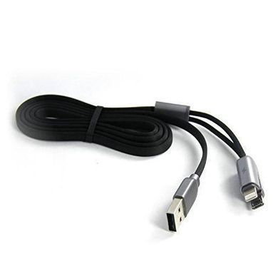 Кабель 2 in 1 USB-Lightning/microUSB Remax Binary RC-025t (1.0м), чорний