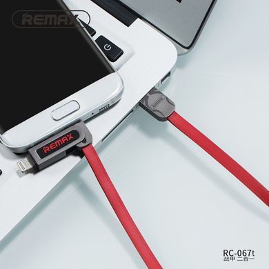 Кабель 2 in 1 USB-Lightning/microUSB Remax Amor RC-067t (1.0м), червоний