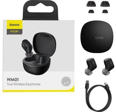 Навушники бездротові Baseus Encok WM01 Black, BT 5.0